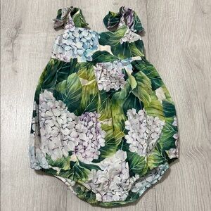 Dolce & Gabbana Green Floral Kids Romper
